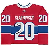 Maillot authentique Adidas rouge autographié par Juraj Slafkovsky des Canadiens de Montréal avec l'inscription « 2022 #1 Pick »