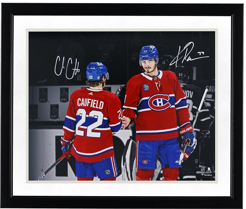 Kirby Dach and Cole Caufield Montreal Canadiens Autographed 16" x 20" Handshake Spotlight Photograph