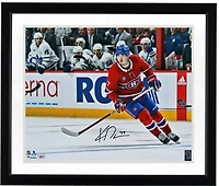 Kirby Dach Montreal Canadiens Autographed 16" x 20" Red Jersey Canadiens Debut Photograph