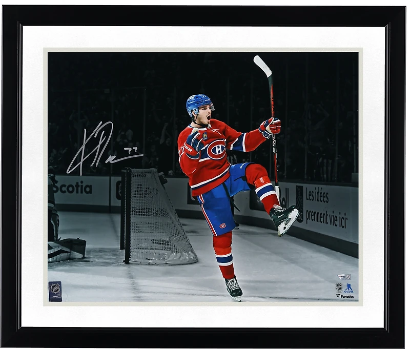 Kirby Dach Montreal Canadiens Autographed 16" x 20" Red Jersey Celebrating Photograph