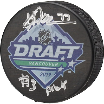 Kirby Dach Montreal Canadiens Autographed 2019 NHL Draft Logo Hockey Puck with "#3 Pick" Inscription