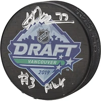 Kirby Dach Montreal Canadiens Autographed 2019 NHL Draft Logo Hockey Puck with "#3 Pick" Inscription