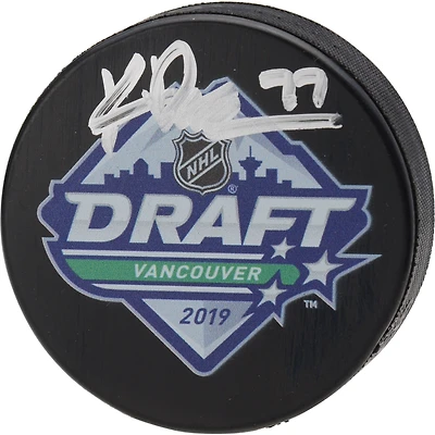 Kirby Dach Montreal Canadiens Autographed 2019 NHL Draft Logo Hockey Puck