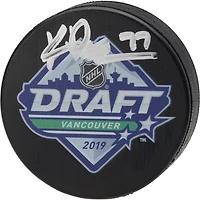Kirby Dach Montreal Canadiens Autographed 2019 NHL Draft Logo Hockey Puck