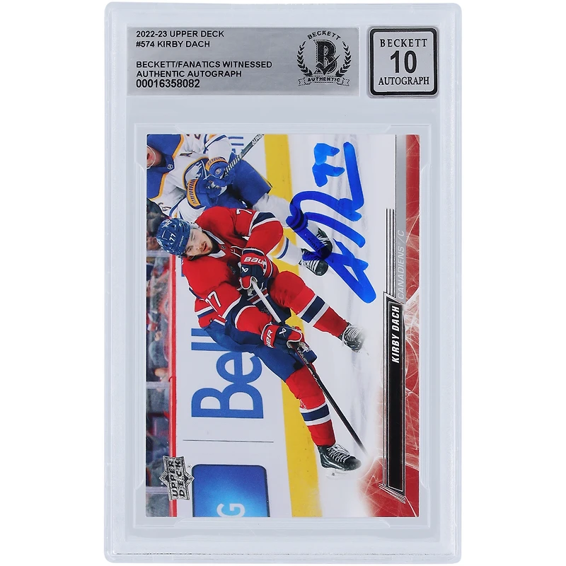 Carte 10 autographiée Upper Deck Extended Series #574 2022-23 des Canadiens de Montréal par Kirby Dach, fanatiques de Beckett, authentifiée et témoin