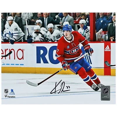Kirby Dach Montreal Canadiens Autographed 8" x 10" Red Jersey Canadiens Debut Photograph