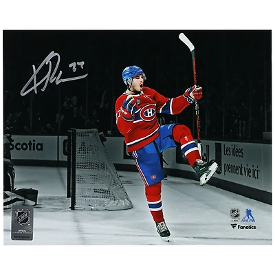 Kirby Dach Montreal Canadiens Autographed 8" x 10" Red Jersey Celebrating Photograph