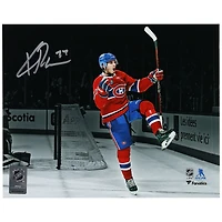 Kirby Dach Montreal Canadiens Autographed 8" x 10" Red Jersey Celebrating Photograph