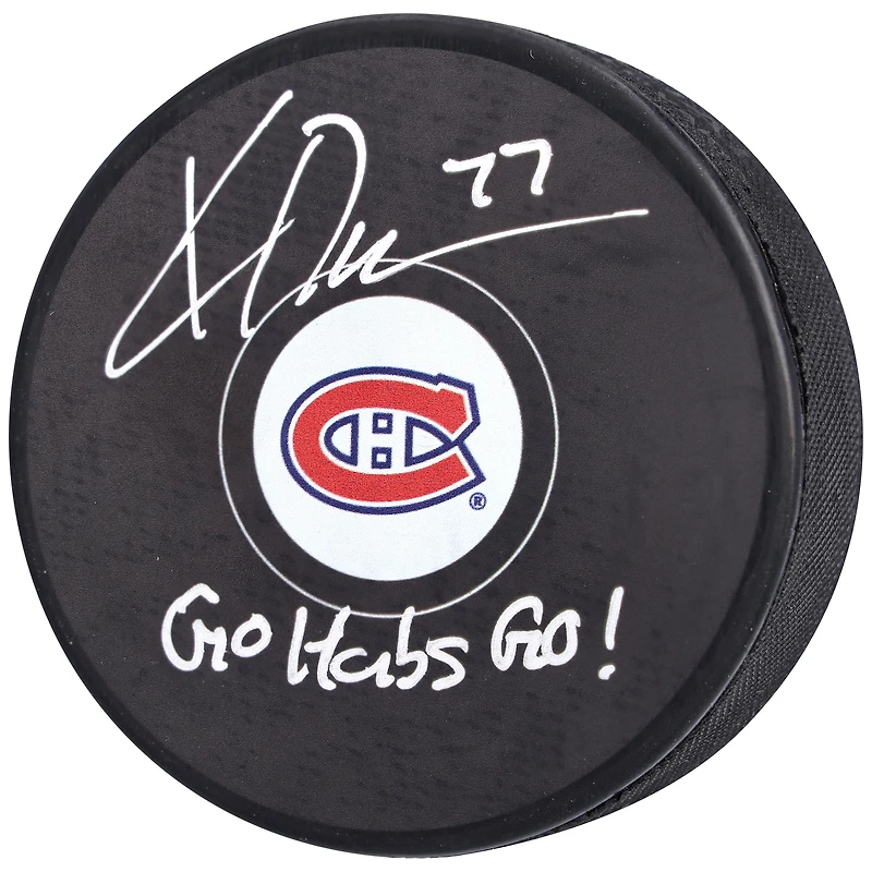 Kirby Dach Montreal Canadiens Autographed Hockey Puck with "Go Habs Go" Inscription