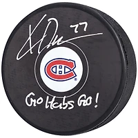 Kirby Dach Montreal Canadiens Autographed Hockey Puck with "Go Habs Go" Inscription