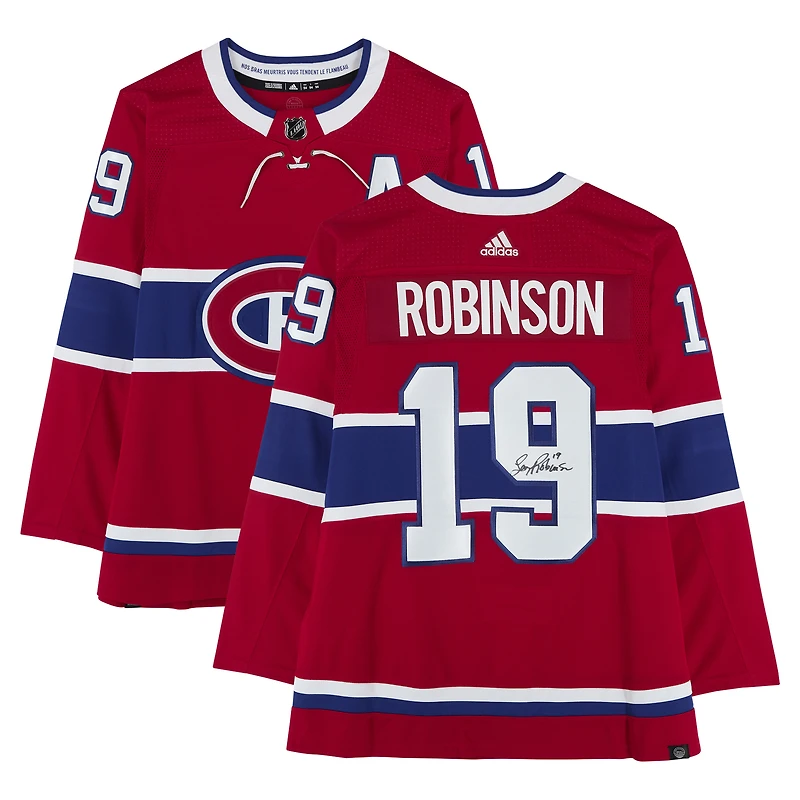 Maillot rouge adidas autographié de Larry Robinson, Canadiens de Montréal