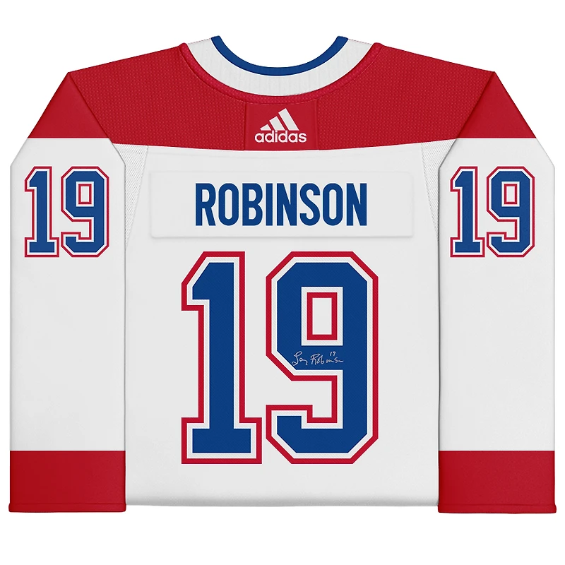 Maillot blanc adidas autographié de Larry Robinson, Canadiens de Montréal