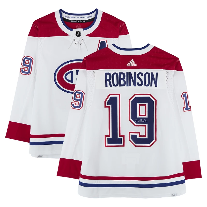 Maillot blanc adidas autographié de Larry Robinson, Canadiens de Montréal