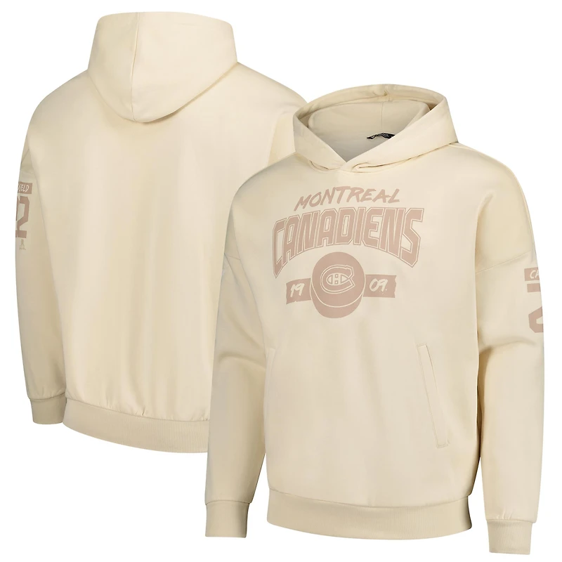 Men's Levelwear Cole Caufield Khaki Montreal Canadiens Name & Number Pullover Hoodie