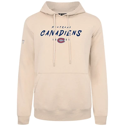 Men's Levelwear  Cream Montreal Canadiens Scratched Podium Pullover Hoodie
