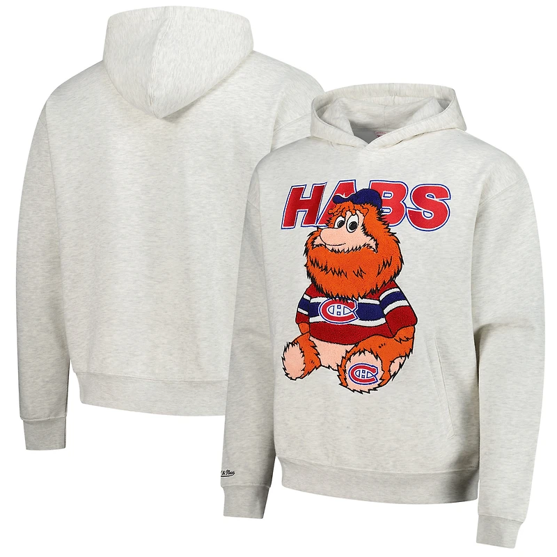Sweat à capuche en peluche pour homme Mitchell & Ness Oatmeal Montreal Canadiens