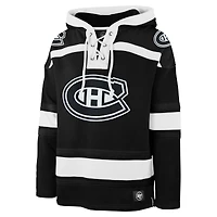 Men's '47 Black Montreal Canadiens Ice Lace-Up Pullover Hoodie