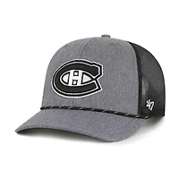 Men's '47 Charcoal/Black Montreal Canadiens Carbon Rope Trucker Adjustable Hat