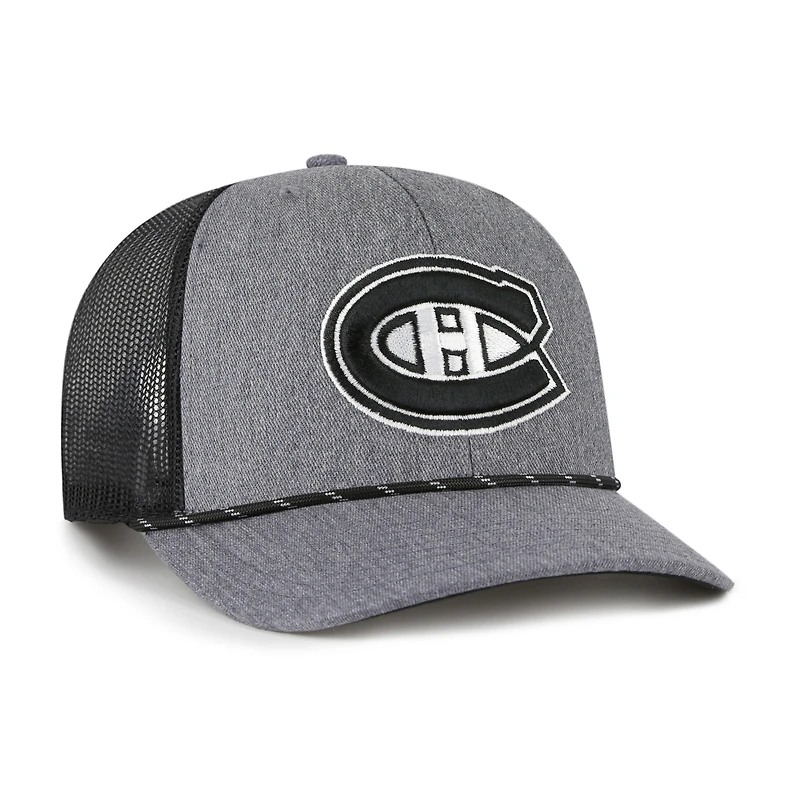 Men's '47 Charcoal/Black Montreal Canadiens Carbon Rope Trucker Adjustable Hat