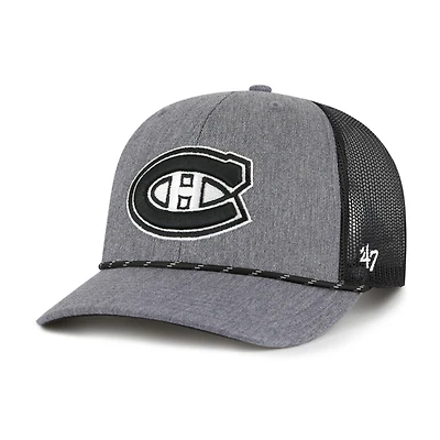Men's '47 Charcoal/Black Montreal Canadiens Carbon Rope Trucker Adjustable Hat