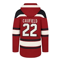 Nom et numéro du joueur Lacer des Canadiens de Montréal '47 Cole Caufield rouge pour homme - Chandail à capuchon lacets