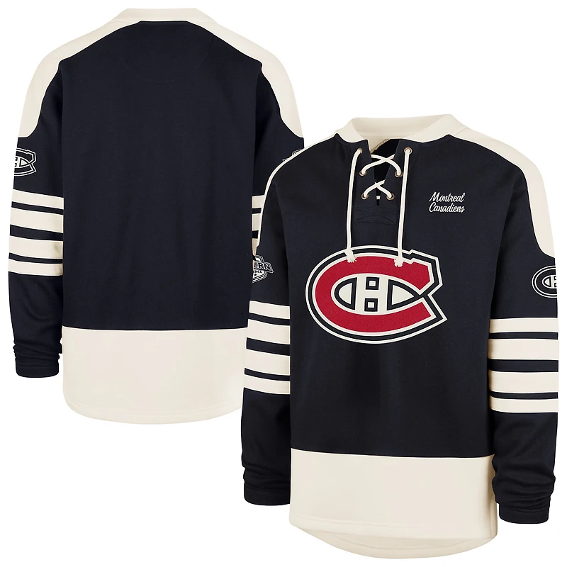 Sweat à capuche Eternal Lacer bleu marine '47 des Canadiens de Montréal, motif carreaux l'âge d'or