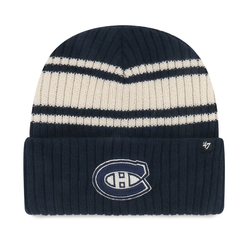 Bonnet à revers rayé marine des Canadiens de Montréal « 47 »