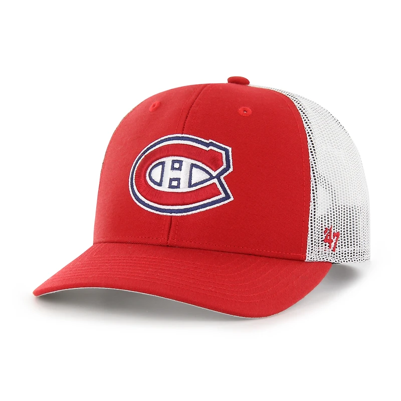 Casquette trucker ajustable pour homme, rouge et blanche, logo des Canadiens de Montréal, modèle 47