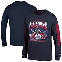 Men's Champion  Navy Montreal Canadiens Long Sleeve Jersey T-Shirt