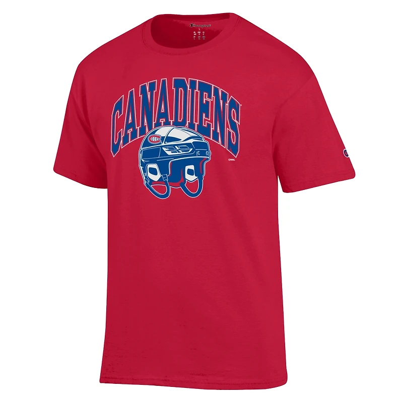 Men's Champion Red Montreal Canadiens Helmet T-Shirt
