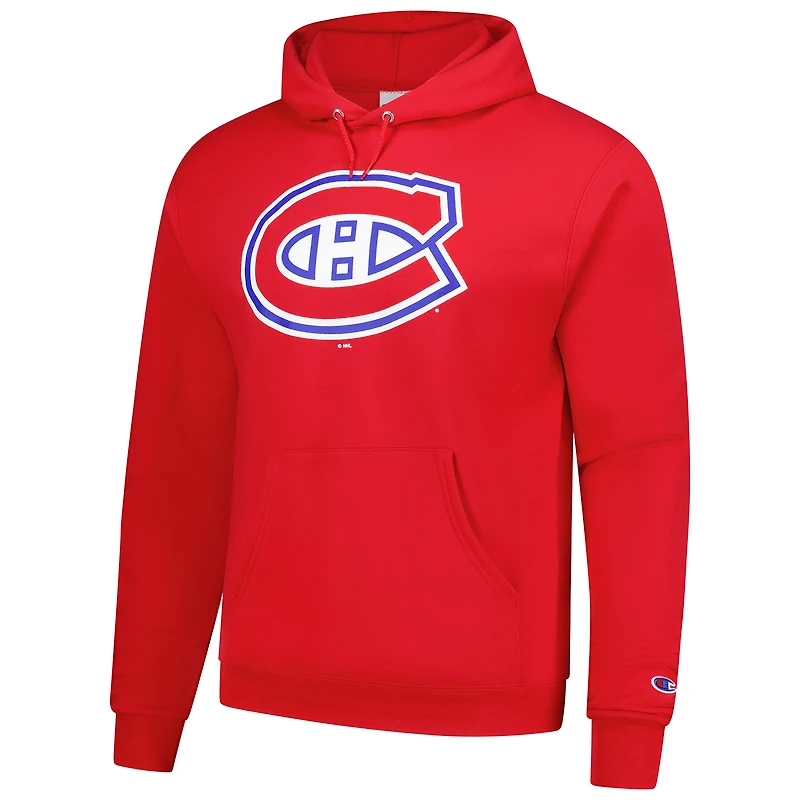 Chandail à capuchon rouge Champion pour homme avec logo principal des Canadiens de Montréal, 1 coup