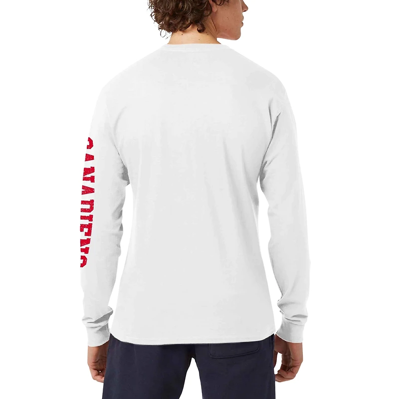 T-shirt blanc à manches longues en jersey vieilli des Canadiens de Montréal Champion pour hommes
