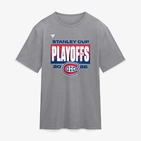 T-shirt Fanatics Athletic pour homme, gris chiné, Canadiens de Montréal, séries éliminatoires la Coupe Stanley 2026, mélange trois matières