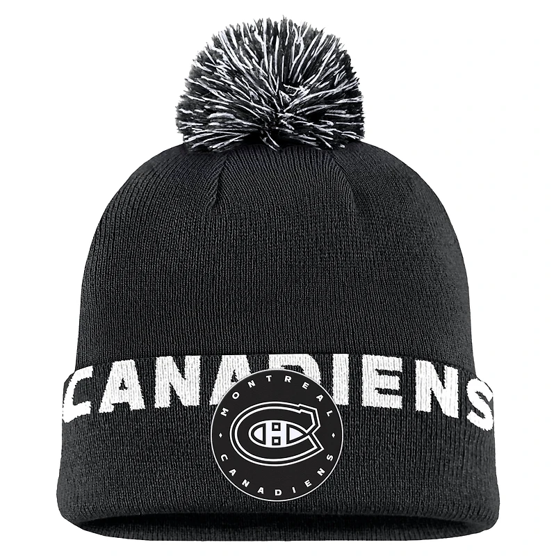 Men's Fanatics Black Montreal Canadiens High Stick Cuffed Knit Hat with Pom