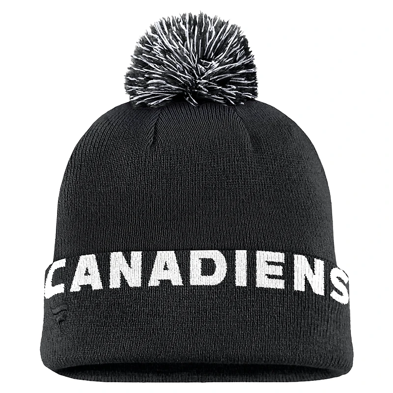 Men's Fanatics Black Montreal Canadiens High Stick Cuffed Knit Hat with Pom