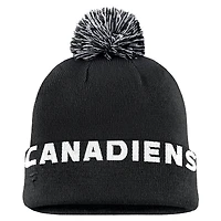 Men's Fanatics Black Montreal Canadiens High Stick Cuffed Knit Hat with Pom