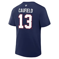 Men's Fanatics Cole Caufield Navy Montreal Canadiens Authentic Stack Name & Number T-Shirt