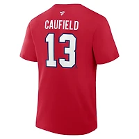 T-shirt rouge authentique avec nom et numéro Stack des Canadiens de Montréal Cole Caufield pour hommes