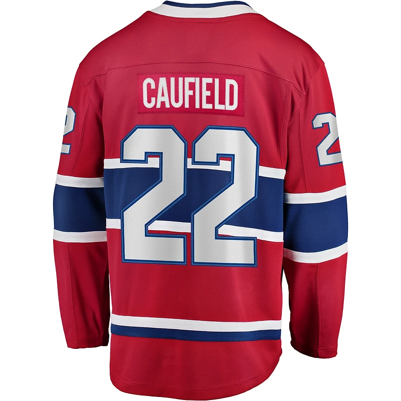 Fanatics pour hommes Cole Caufield rouge Canadiens de Montréal Home Breakaway Replica Jersey