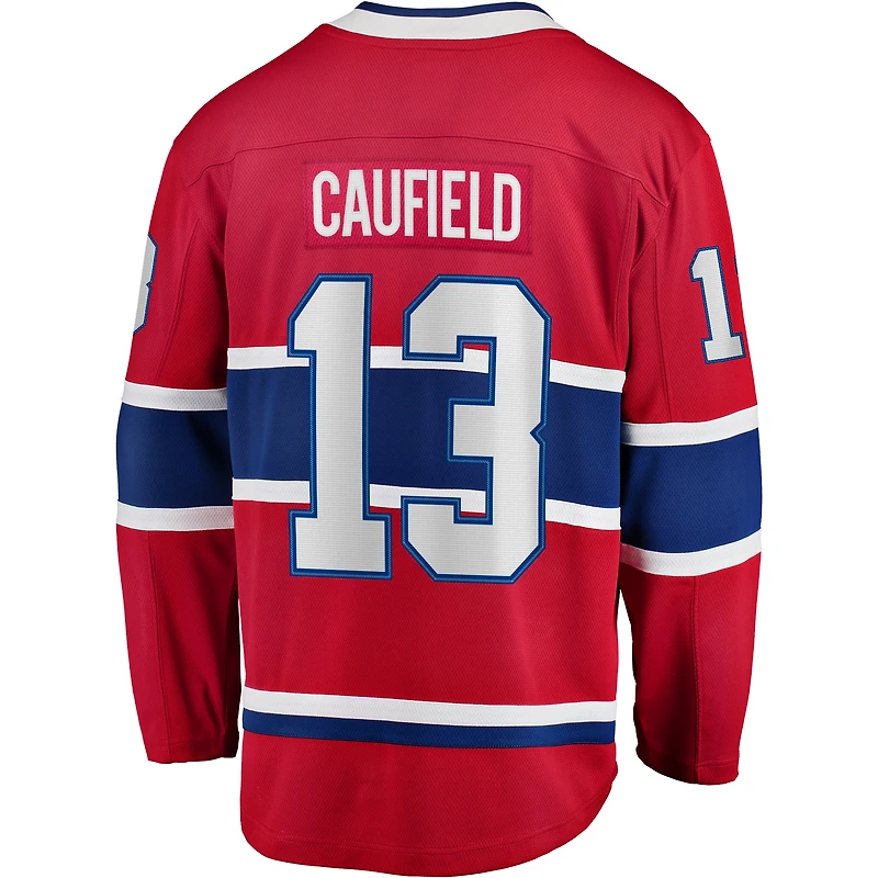 Maillot de joueur à domicile Premier Breakaway des Canadiens Montréal rouge Cole Caufield pour hommes Fanatics