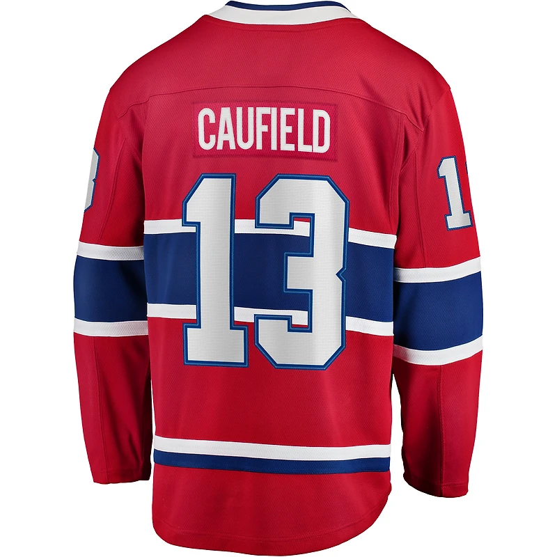 Maillot de joueur à domicile Premier Breakaway des Canadiens Montréal rouge Cole Caufield pour hommes Fanatics
