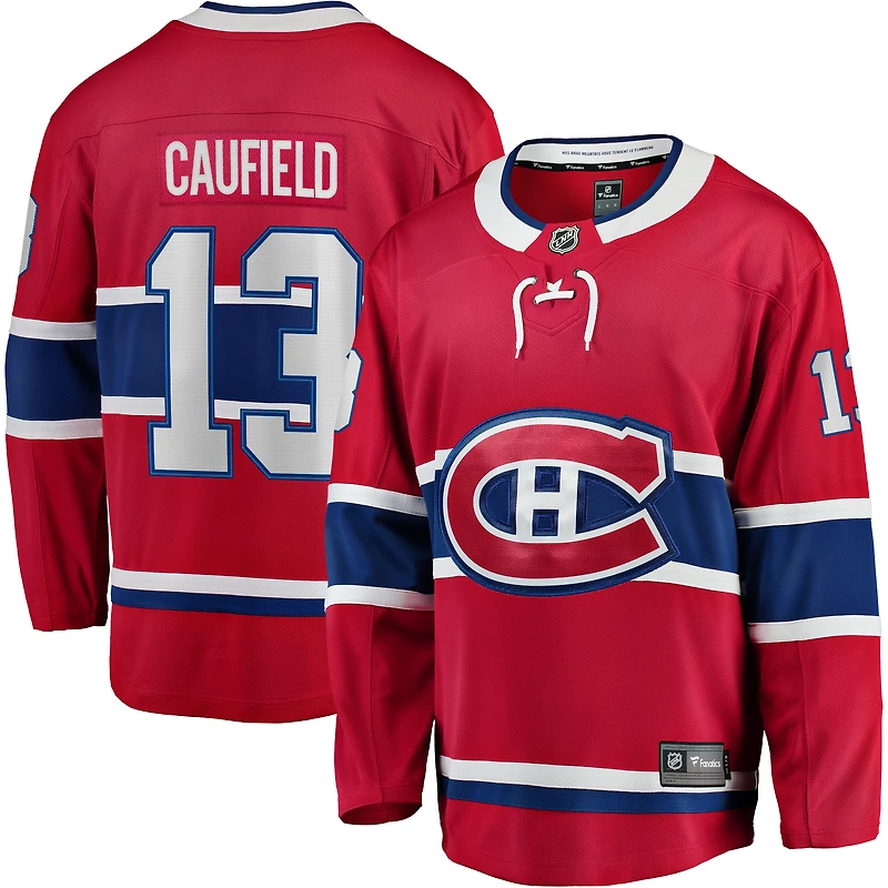 Maillot de joueur à domicile Premier Breakaway des Canadiens Montréal rouge Cole Caufield pour hommes Fanatics