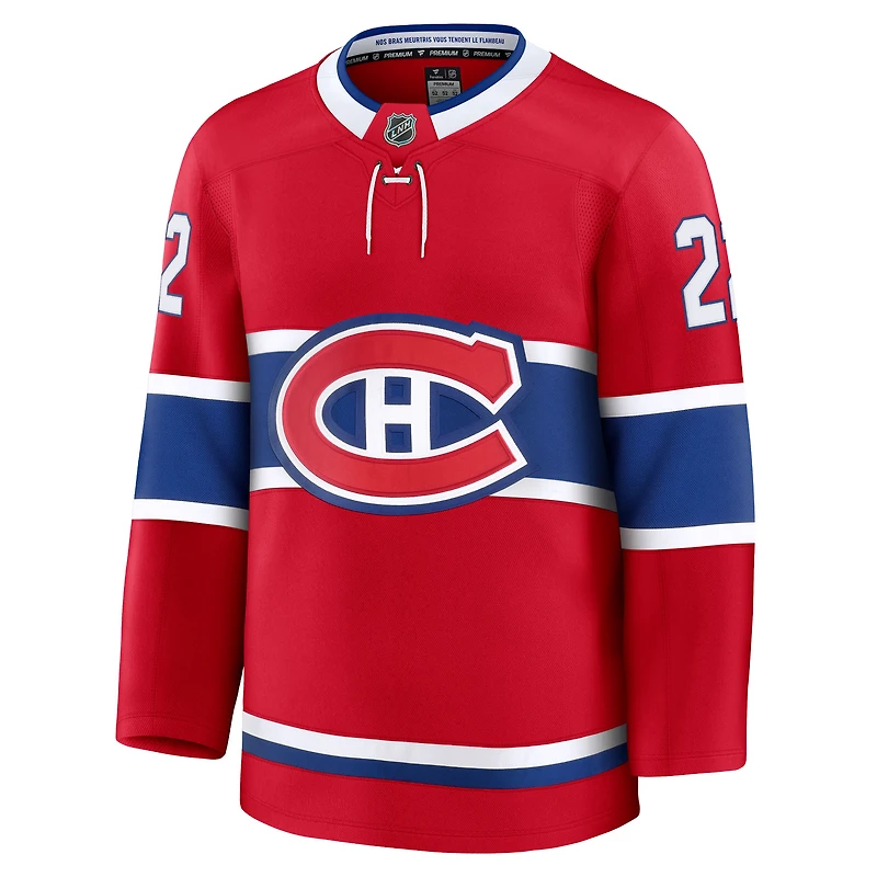 Men's Fanatics Cole Caufield Red Montreal Canadiens Home Premium Jersey