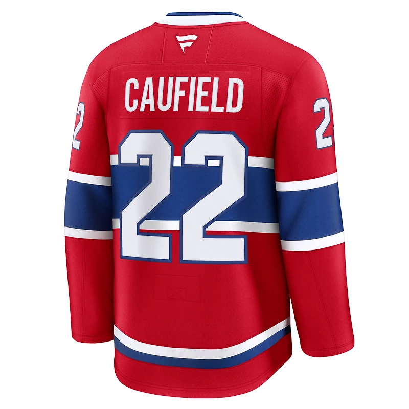 Men's Fanatics Cole Caufield Red Montreal Canadiens Home Premium Jersey