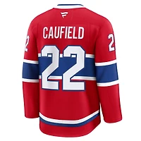 Men's Fanatics Cole Caufield Red Montreal Canadiens Home Premium Jersey
