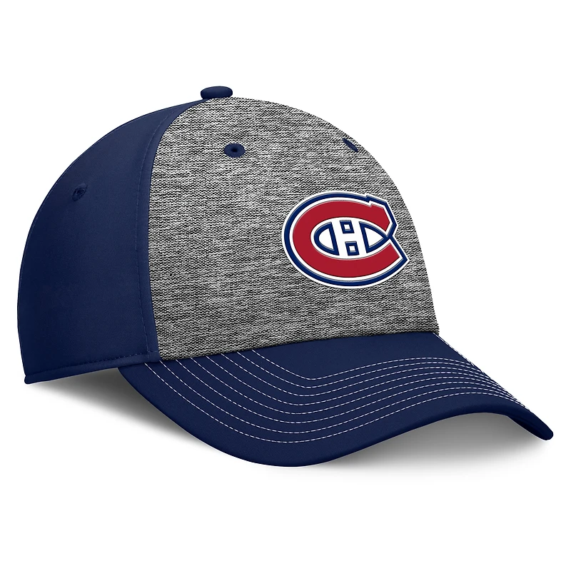 Casquette Fanatics pour homme gris/bleu marine des Canadiens de Montréal Fundamental Top Shelf 2-Tone Flex