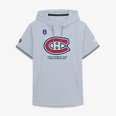 Men's Fanatics Gray Montreal Canadiens 2026 Stanley Cup Playoffs Authentic Pro Lightweight Hoodie T-Shirt