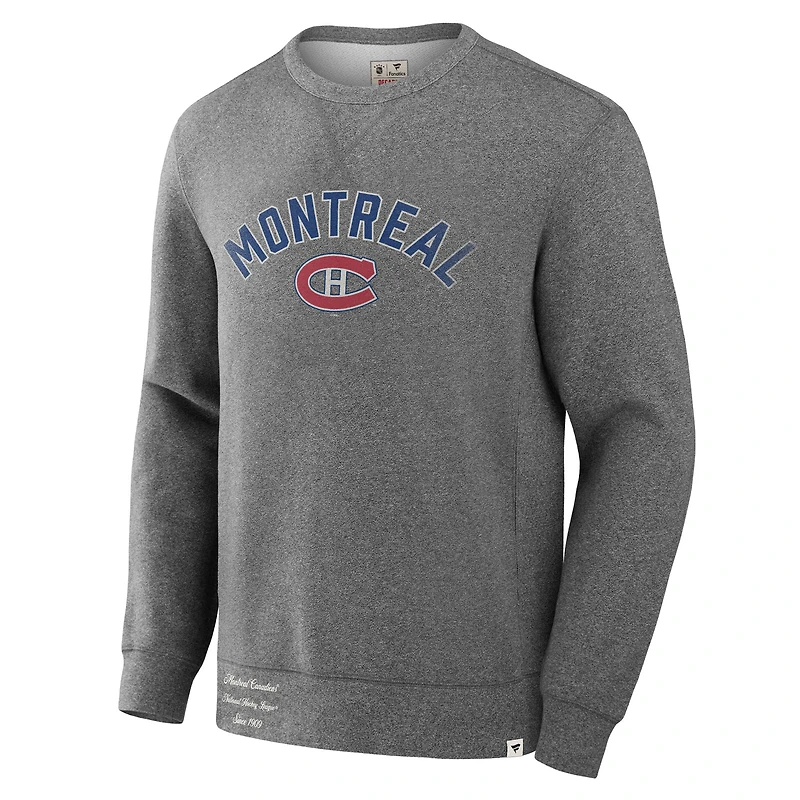 Sweat-shirt en molleton légendaire pour hommes Fanatics Heather Grey des Canadiens de Montréal Decades Collection