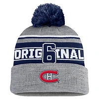 Bonnet en tricot à revers avec pompon Fanatics Heather Grey pour hommes des Canadiens de Montréal Lumberjack