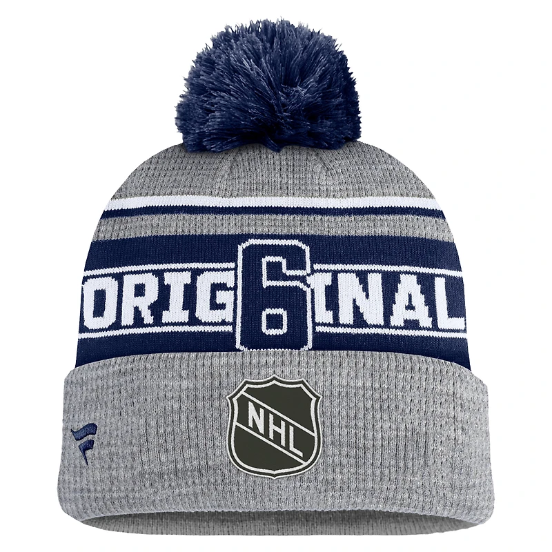 Bonnet en tricot à revers avec pompon Fanatics Heather Grey pour hommes des Canadiens de Montréal Lumberjack